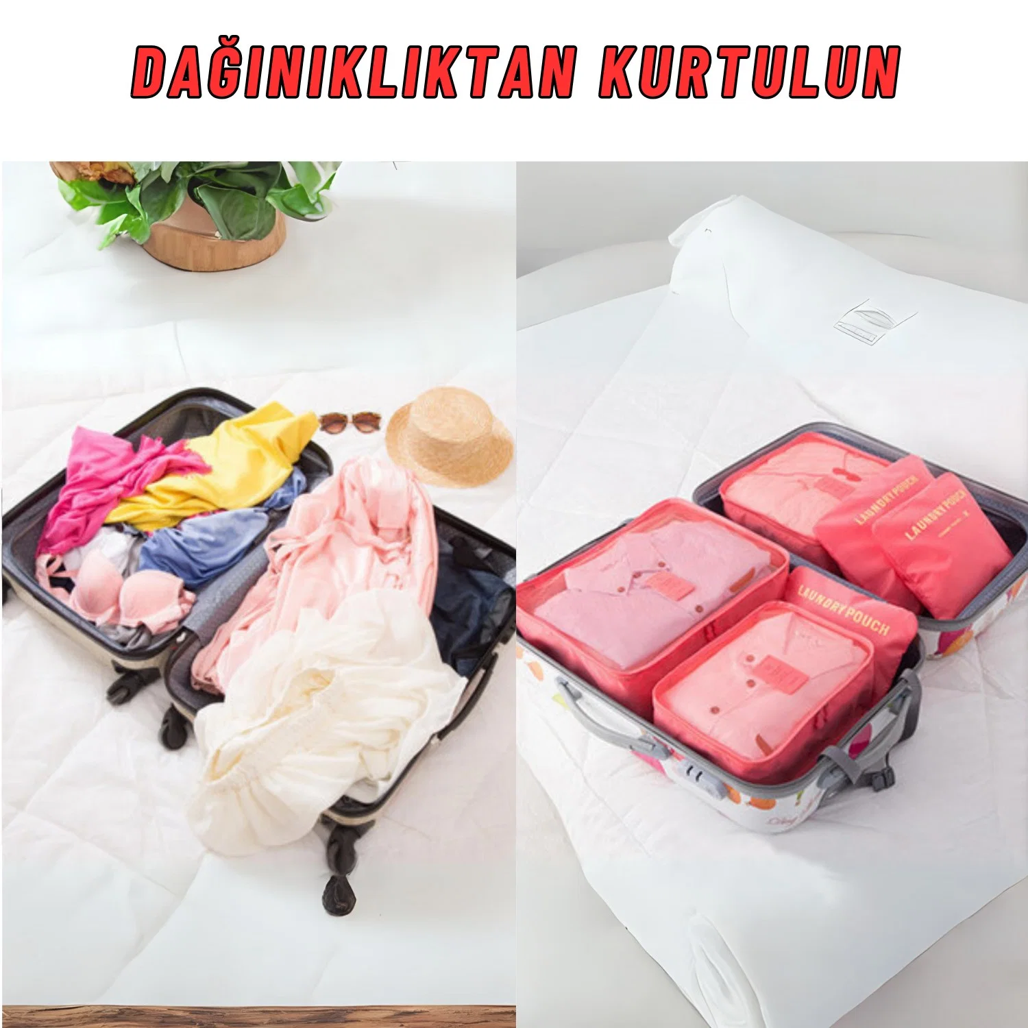 Valiz Seyahat Çanta Düzenleyici 6 Parça Seyahat Bavul Düzenleyici Organizer Set - görsel 3