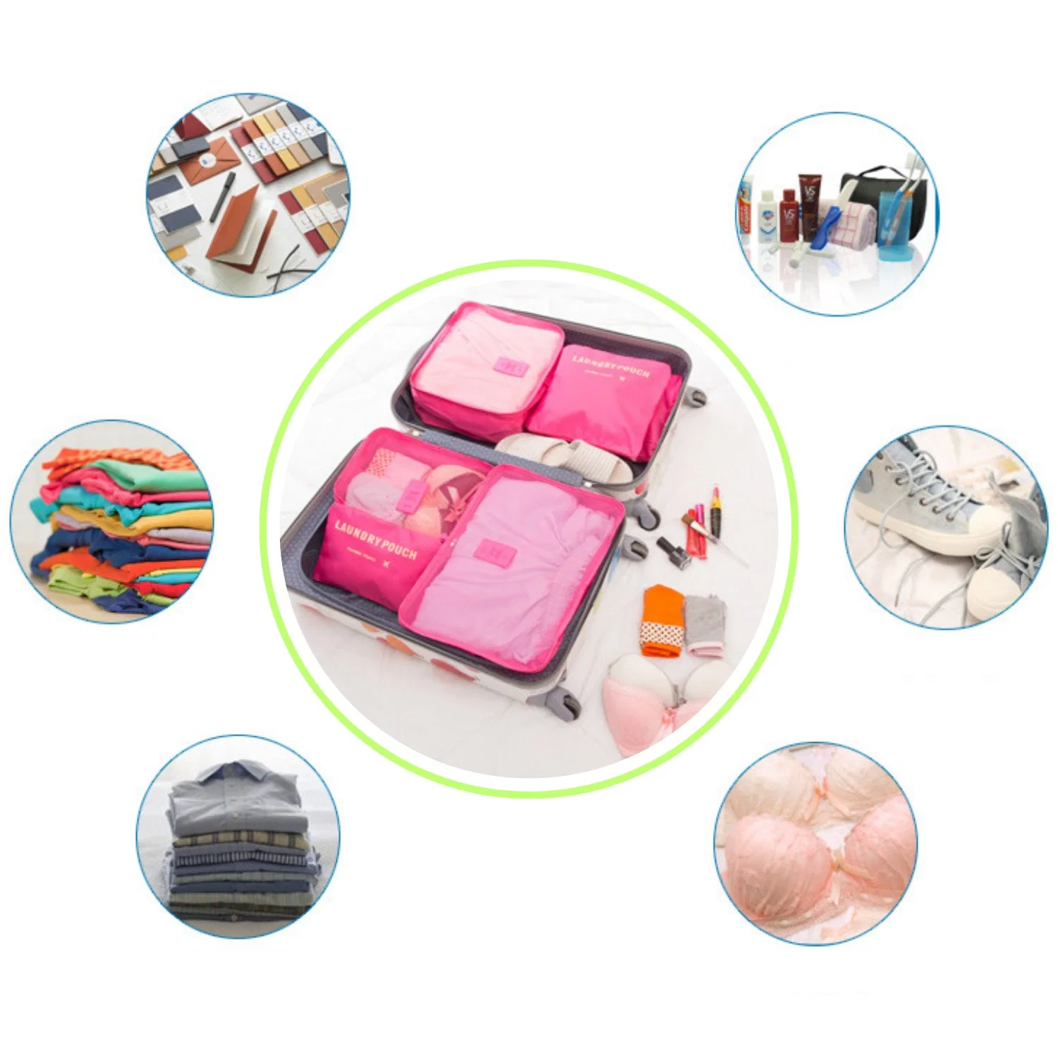 Valiz Seyahat Çanta Düzenleyici 6 Parça Seyahat Bavul Düzenleyici Organizer Set - görsel 4