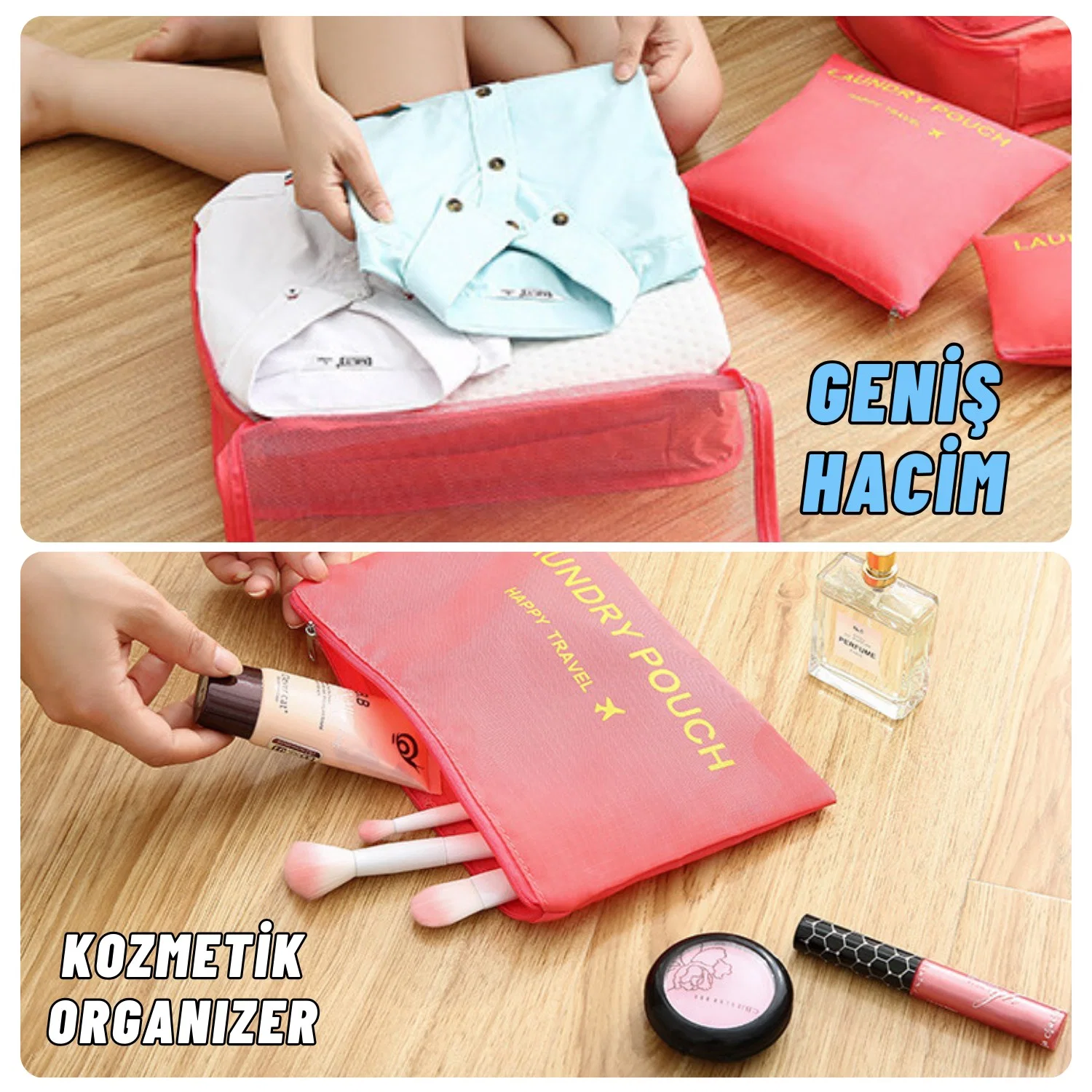 Valiz Seyahat Çanta Düzenleyici 6 Parça Seyahat Bavul Düzenleyici Organizer Set - görsel 5