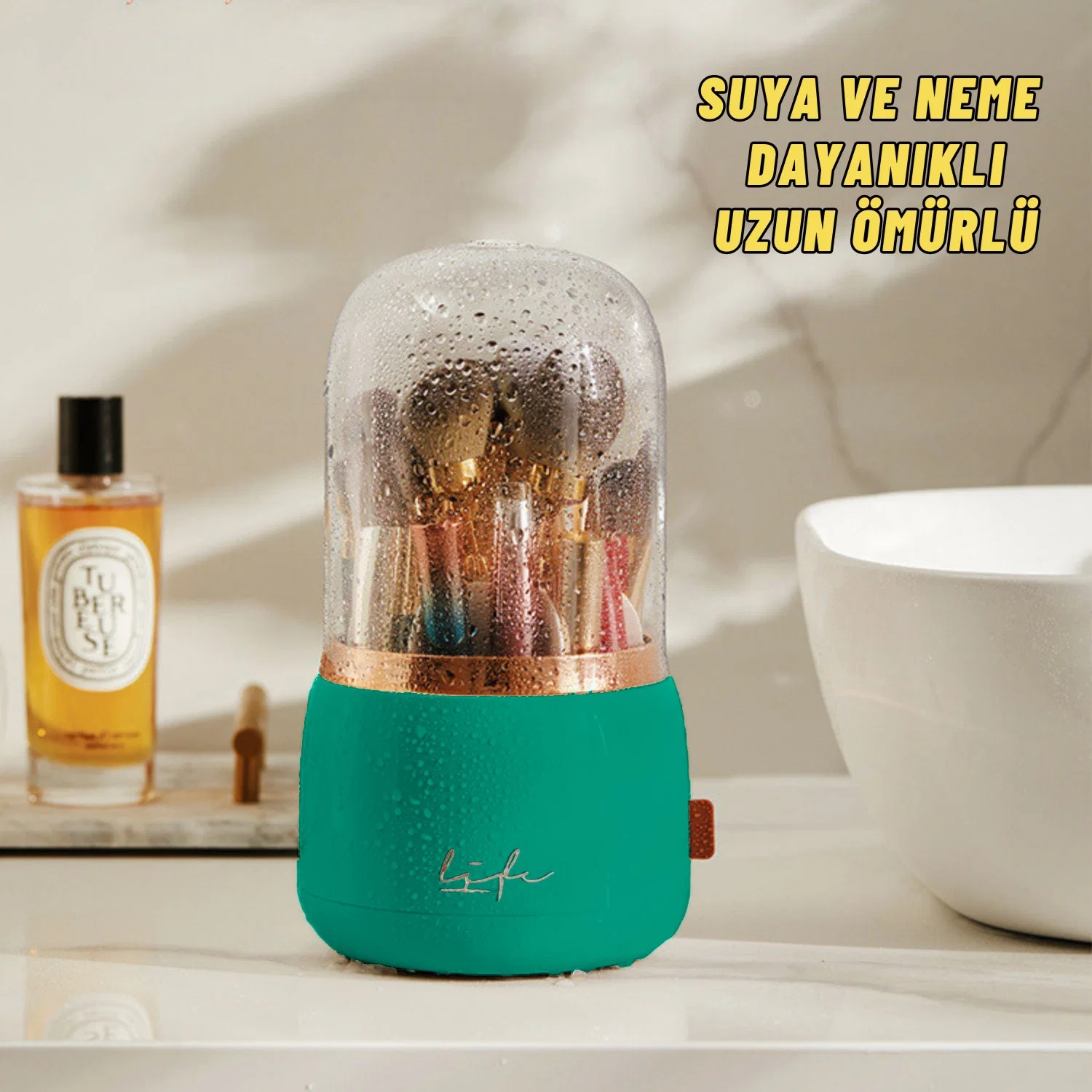Masaüstü Makyaj Fırçası ve Kozmetik Düzenleme Kutusu Organizer Bölmeli Dönebilen - görsel 7