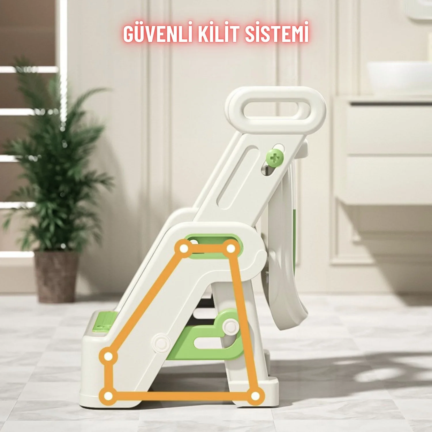 Merdivenli Katlanır Klozet Adaptörü Çocuk Tuvalet Eğitimi  ve Banyo Tuvalet Lavabo Yükseltici - görsel 3