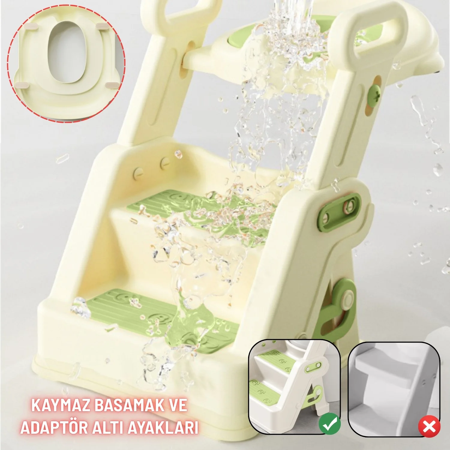 Merdivenli Katlanır Klozet Adaptörü Çocuk Tuvalet Eğitimi  ve Banyo Tuvalet Lavabo Yükseltici - görsel 5