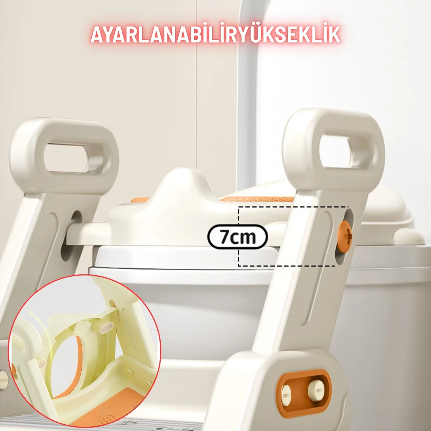 Merdivenli Katlanır Klozet Adaptörü Çocuk Tuvalet Eğitimi  ve Banyo Tuvalet Lavabo Yükseltici - görsel 4