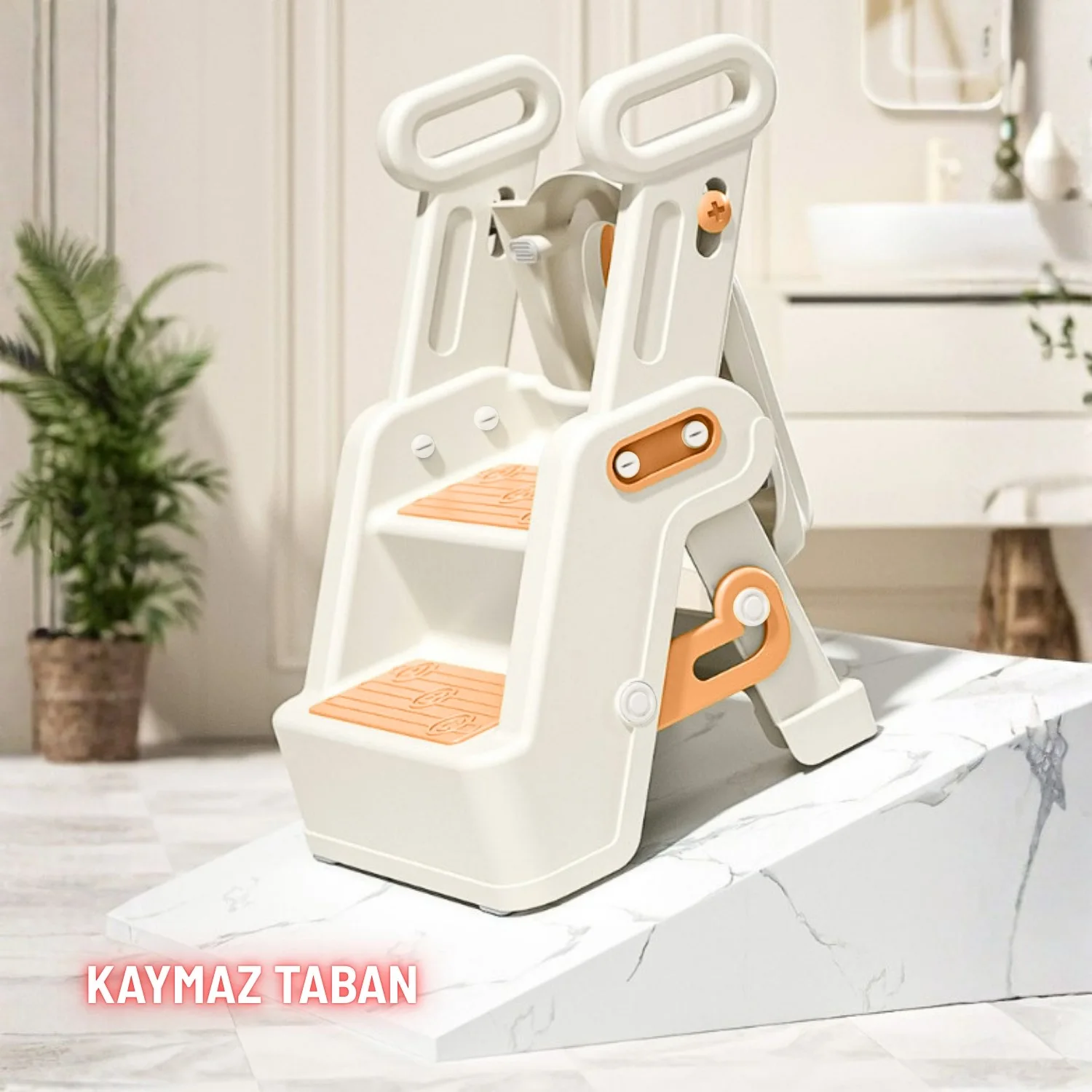 Merdivenli Katlanır Klozet Adaptörü Çocuk Tuvalet Eğitimi  ve Banyo Tuvalet Lavabo Yükseltici - görsel 7