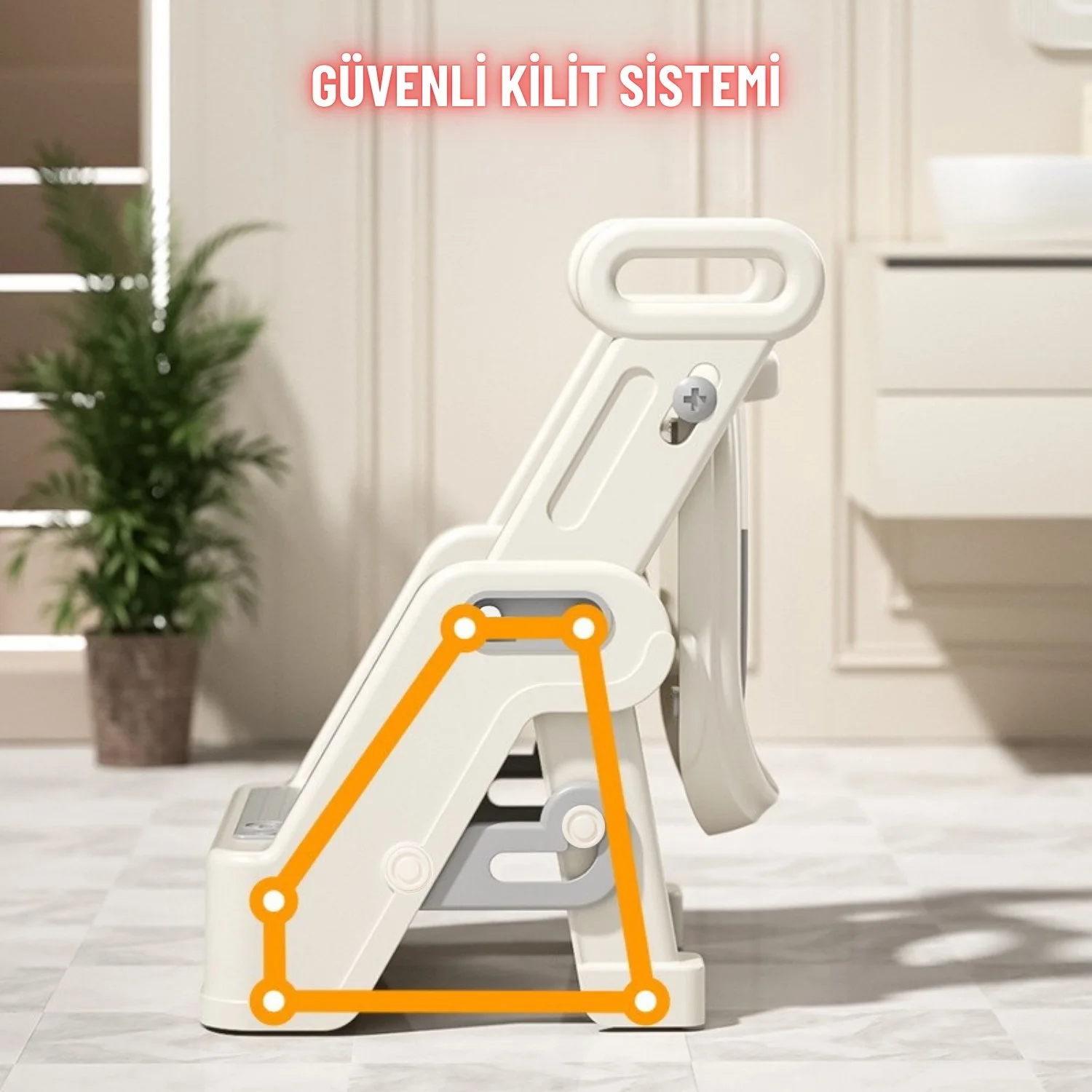 Merdivenli Katlanır Klozet Adaptörü Çocuk Tuvalet Eğitimi  ve Banyo Tuvalet Lavabo Yükseltici - görsel 3