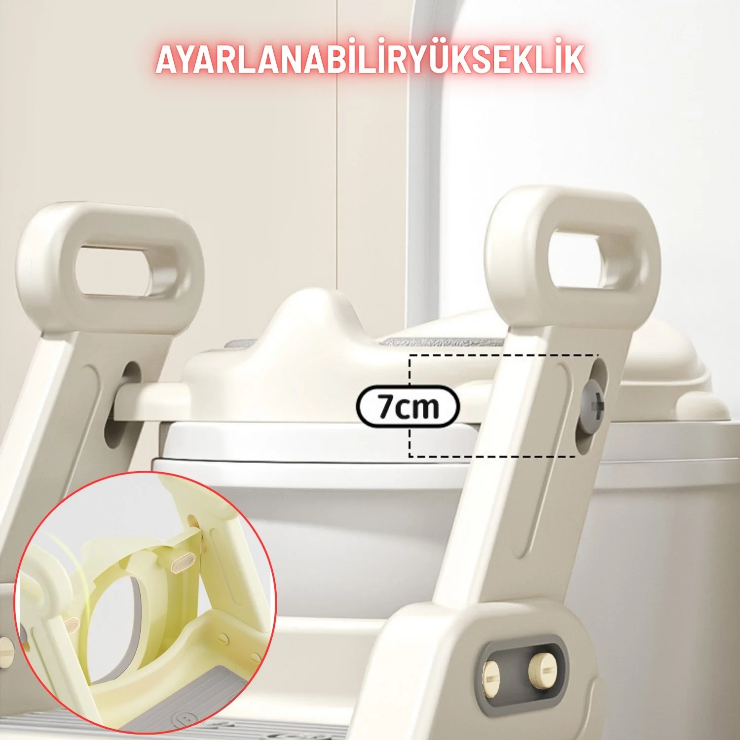 Merdivenli Katlanır Klozet Adaptörü Çocuk Tuvalet Eğitimi  ve Banyo Tuvalet Lavabo Yükseltici - görsel 4