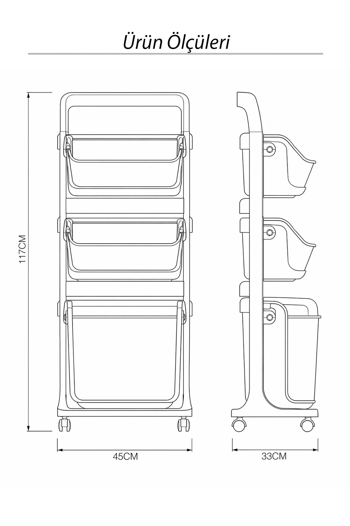 Banyo Mutfak Çocuk Odası Düzenleme Raf Çok Amaçlı Tekerlekli Modüler Organizer Sepet - görsel 5