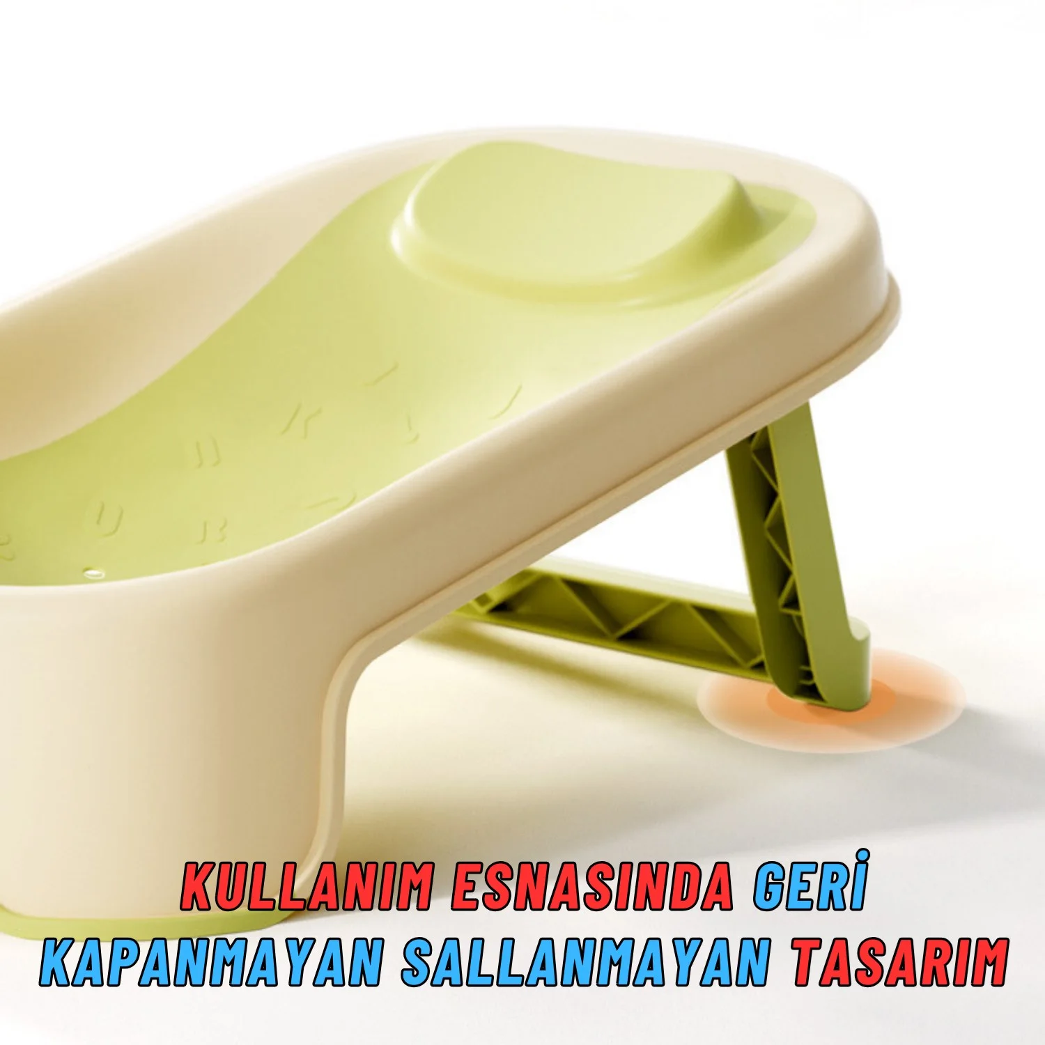 Katlanabilir Silikon Bebek Besleme ve Yıkama Banyo Oturağı Alt Değiştirme Sehpası Yeşil - görsel 4