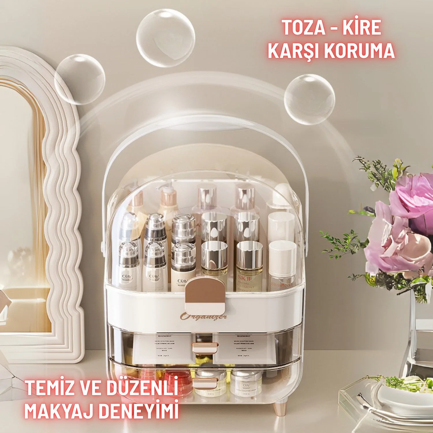 Çekmeceli Kozmetik Organizer Makyaj Kutusu Fırça Takı Ve Aksesuar Düzenleyici - görsel 5