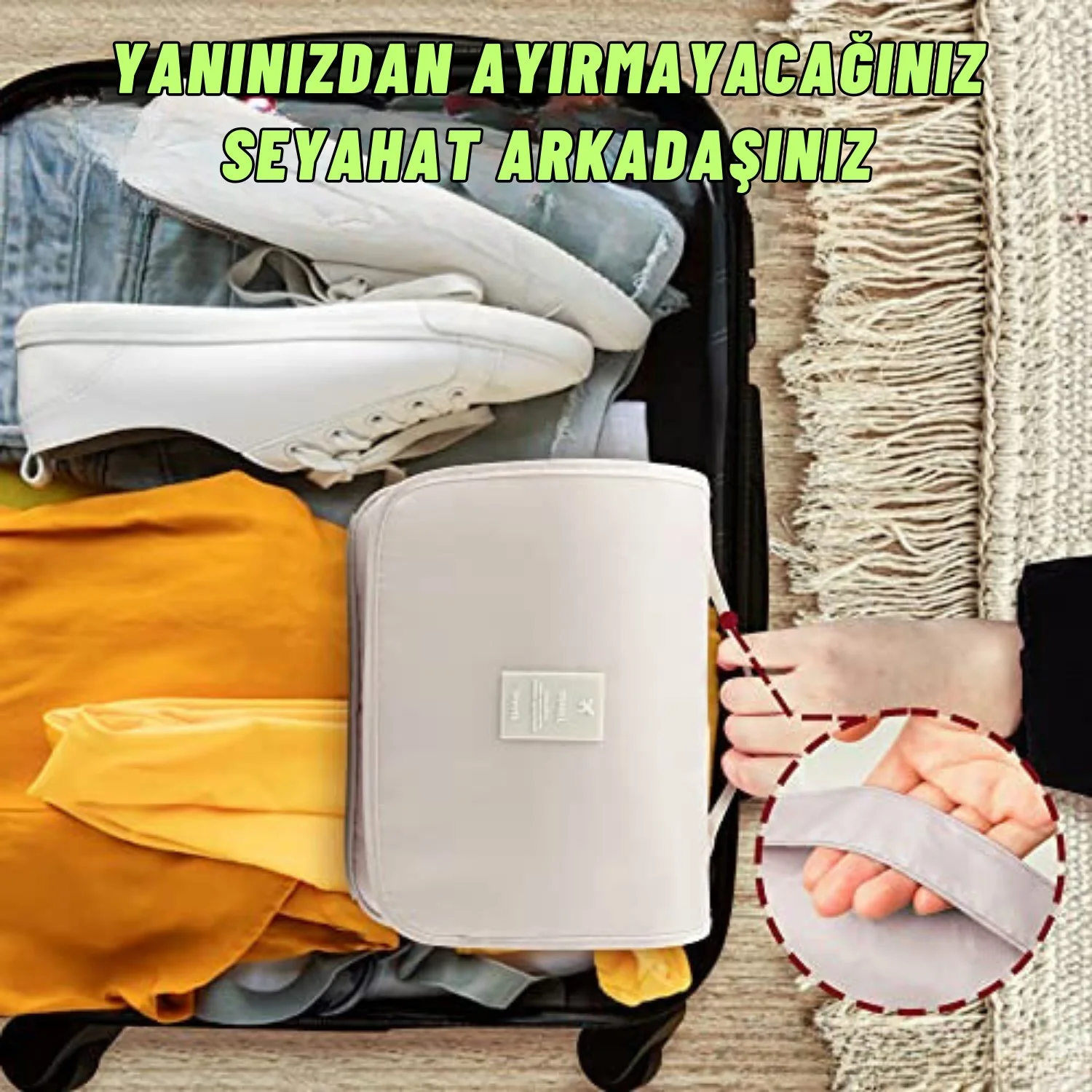Seyahat Traş Makyaj Kişisel Bakım Kozmetik Ürünleri Çok Bölmeli Organizer Çanta - görsel 8